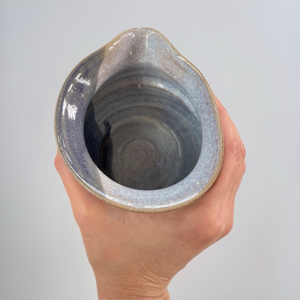 Blue/ Periwinkle Studio Pottery Pitcher Signed Ceramic Stoneware - Picture 4 of 7